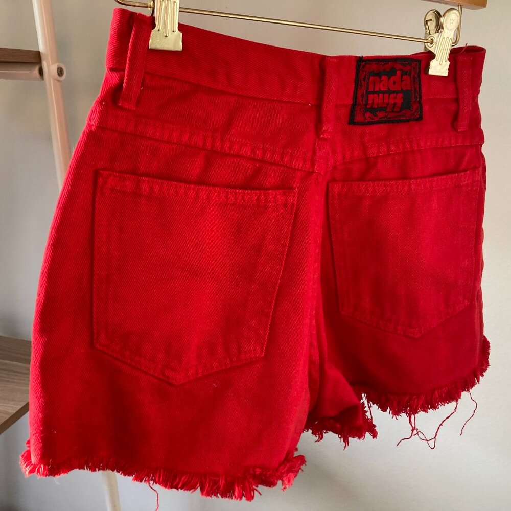 Vintage Nada Nuff Contempo Casuals red jeans shorts jorts